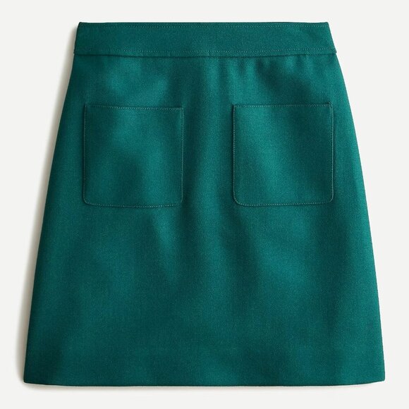 J.Crew Womens Green Wool Blend A-Line Skirt With Front Pockets Size 4 - Picture 1 of 8